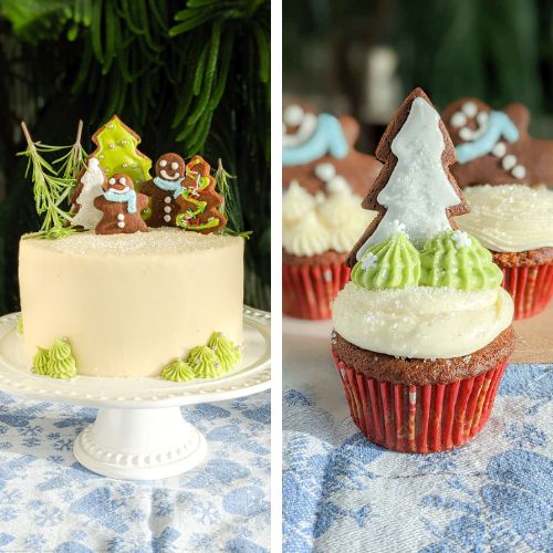 Gingerbread Layer Cake or Cupcakes with Vanilla Bean Cream Cheese Frosting