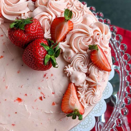 Strawberry Fields Cake or Cupcakes with Strawberry Buttercream